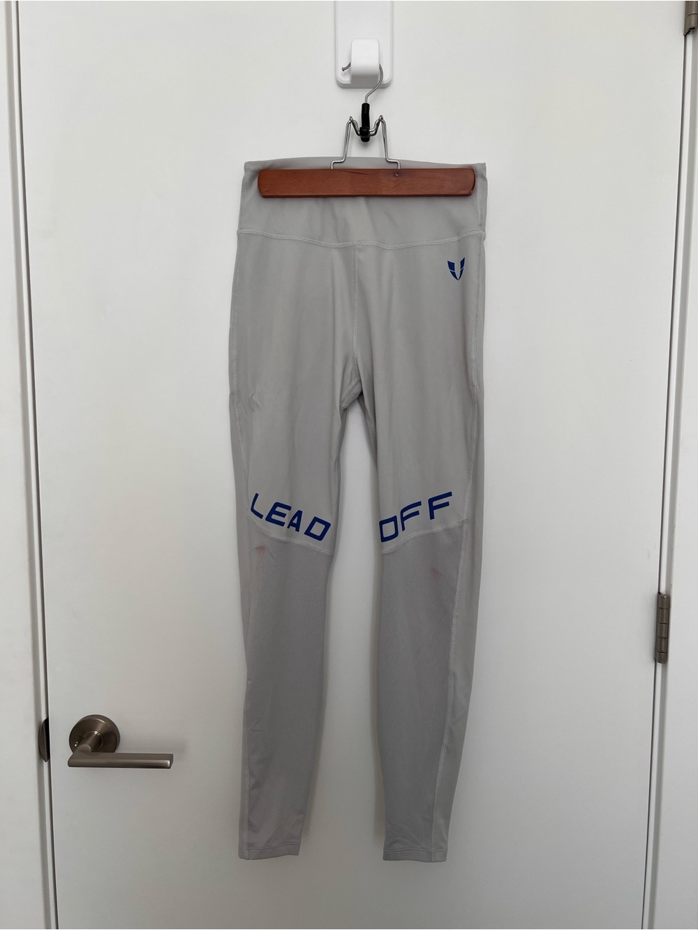 Lead Off Performance Leggings - Light Gray with Blue Logo